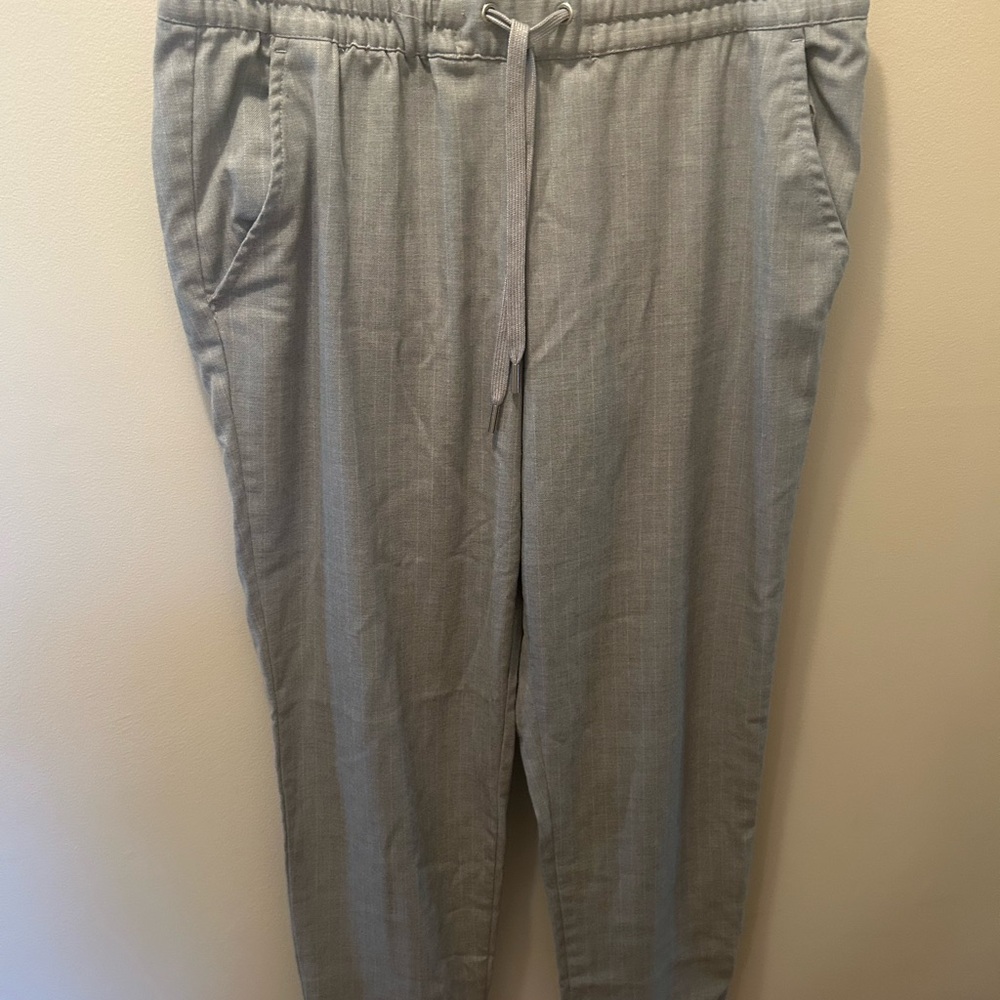 H&M Gray/white Trousers with Elastic Waistband and drawstring size 10